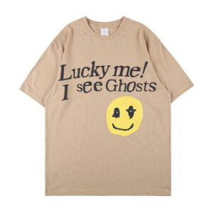 Kanye West Lucky Me I See Ghosts Smiley Letter T-Shirt